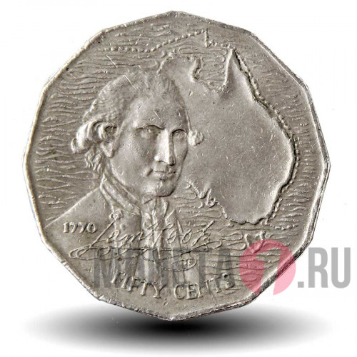50 центов - 200-летие открытия Австралии Джеймсом Куком - 1970