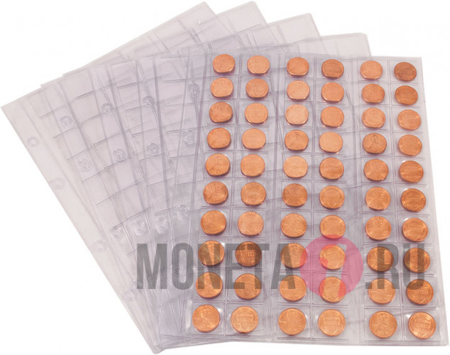 Лист для монет скользящий, 60 ячеек, 23x21 мм (Оптима)
