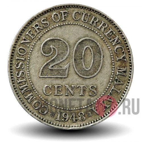 20 центов 1948 года - Малайский Союз