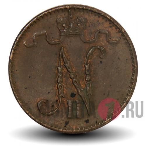 1 пенни 1915 года - Русская Финляндия - Вензель Николая II