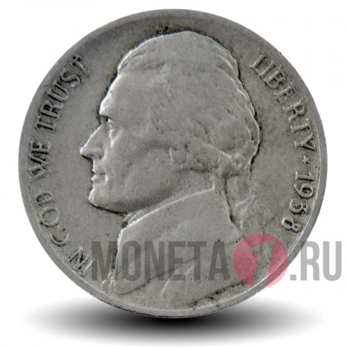 5 центов 1938 года - Усадьба Монтичелло (Monticello) - США - D