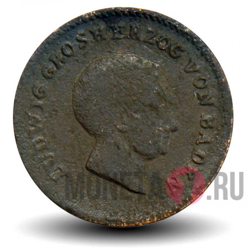 1/2 крейцера 1830 года - Баден - Людвиг I