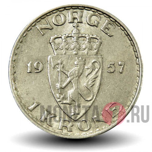 1 крона 1957 года - Норвегия - Хокон VII