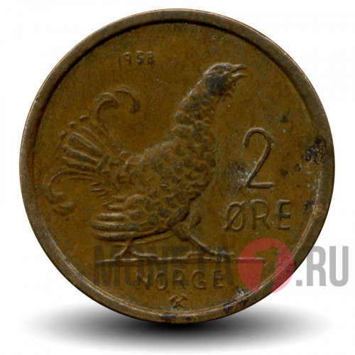 2 эре 1958 года - Норвегия - Тетерев