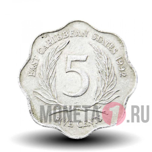 5 центов 1992 года - Восточные Карибские территории - Елизавета II