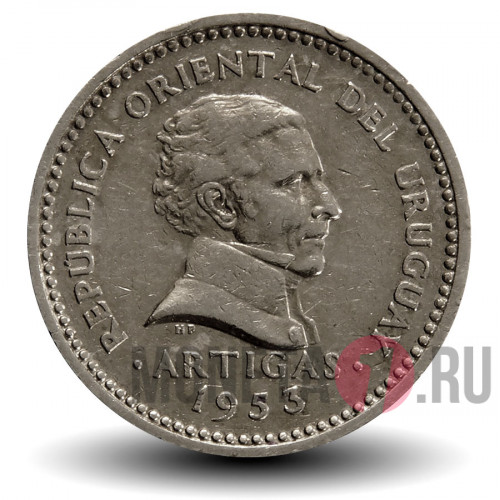 5 сентесимо 1953 года - Уругвай - Хосе Хервасио Артигас