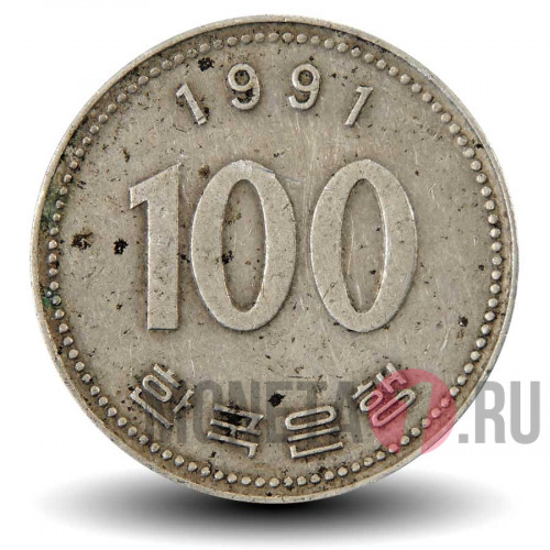 100 вон 1991 года - Южная Корея - Адмирал Ли Сун Син