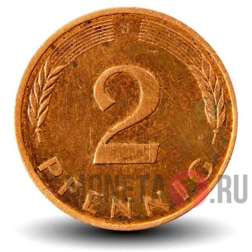 2 пфеннига 1984 года - ФРГ - Дуб - J