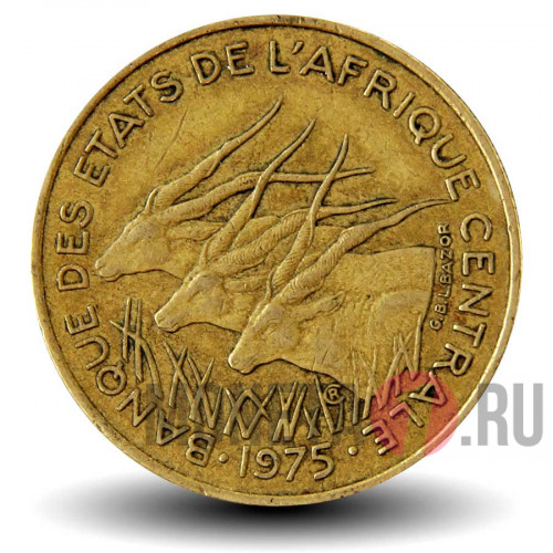 25 франков 1975 года - Центрально-Африканские штаты - Антилопы