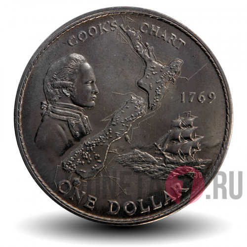 1 доллар - Путешествие Кука - 1969 год - Новая Зеландия