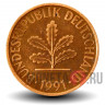2 пфеннига 1991 года - ФРГ - Дуб - G