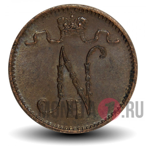1 пенни 1909 года - Русская Финляндия - Вензель Николая II