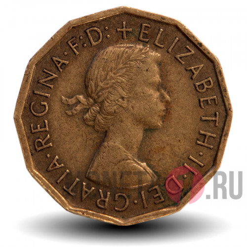 3 pence 1965 года - Elizabeth II - Великобритания