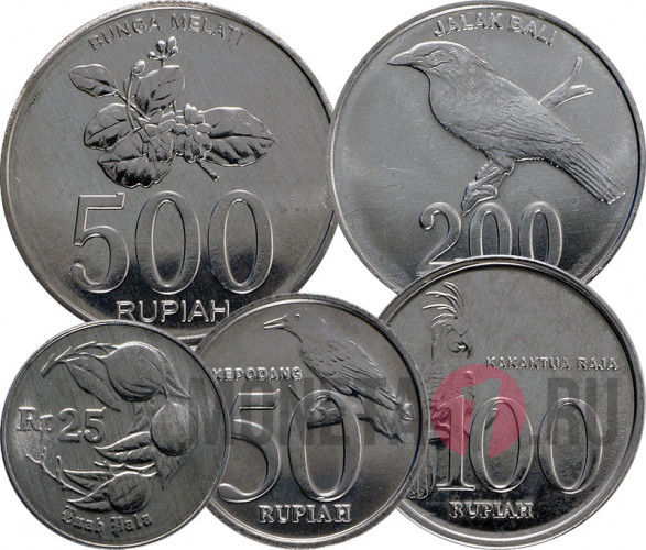 Набор монет Индонезии 1996-2008 гг. 5 монет - птицы