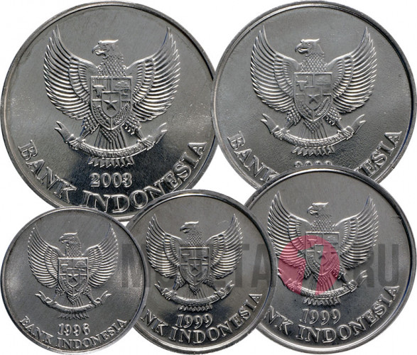 Набор монет Индонезии 1996-2008 гг. 5 монет - птицы