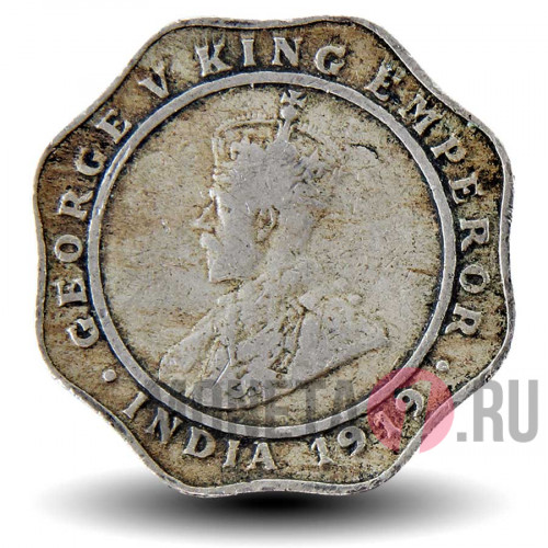 4 анны 1919 года - Британская Индия - "•" - Бомбей