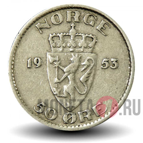 50 эре 1953 года - Норвегия - Хокон VII