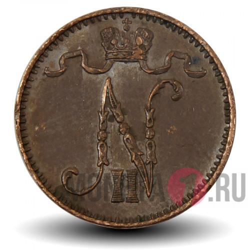 1 пенни 1913 года - Русская Финляндия - Вензель Николая II