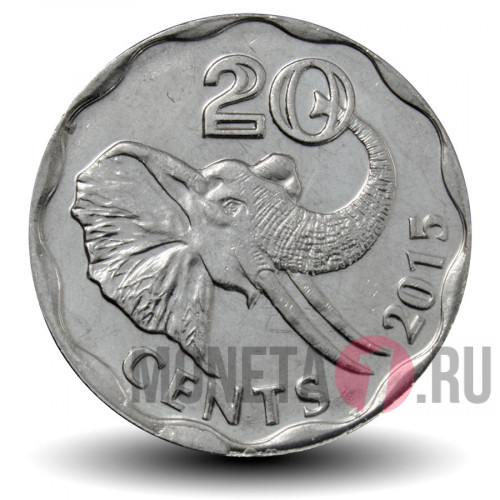 20 центов 2015 года - Свазиленд - Слон