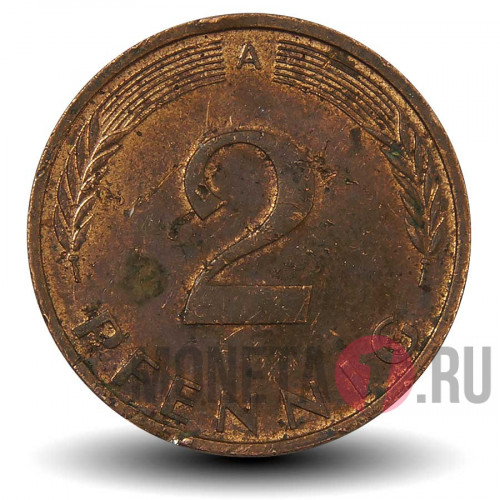 2 пфеннига 1992 года - ФРГ - Дуб - A