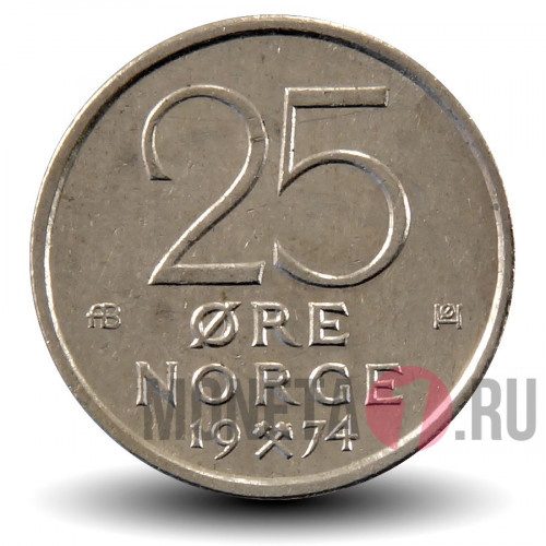 25 эре 1974 года - Норвегия - Олав V