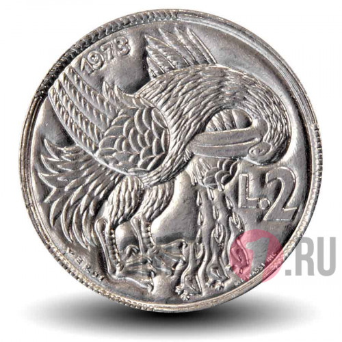 2 лиры 1973 года - Пеликан - Сан-Марино