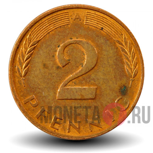 2 пфеннига 1996 года - ФРГ - Дуб - A