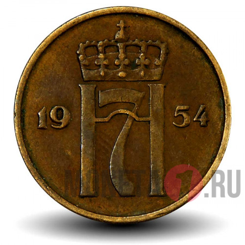 2 эре 1954 года - Норвегия - Хокон VII