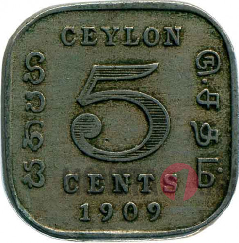 5 центов 1909 года Цейлон - Брит. Колония