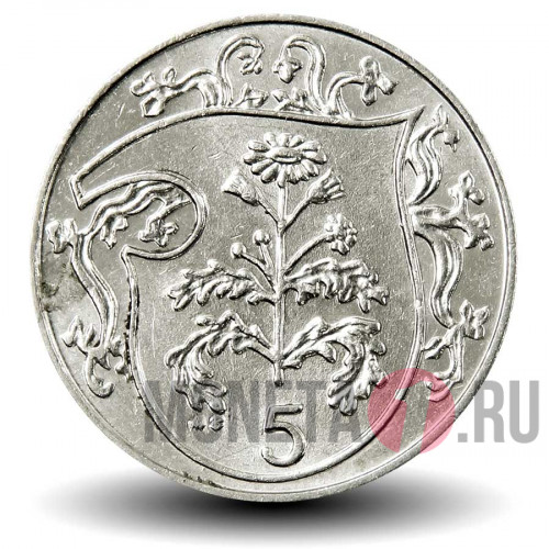 5 пенсов 1986 года - AB - Остров Мэн - Растение