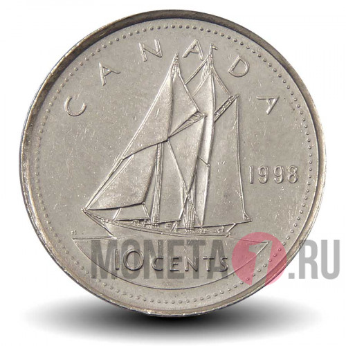 10 центов 1998 года - Канада - Шхуна Bluenose