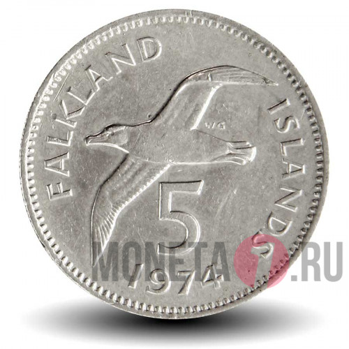 5 пенсов 1974 года - Фолклендские острова - Альбатрос