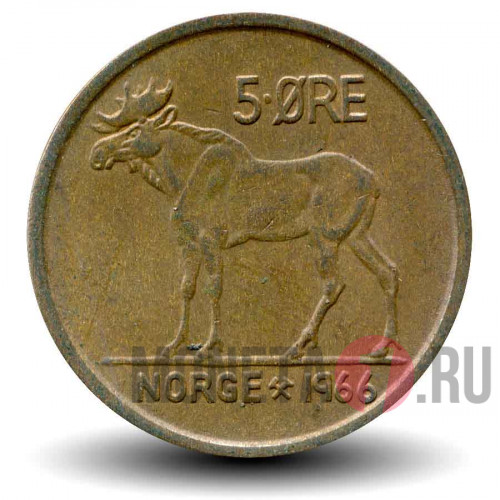 5 эре 1966 год - Норвегия - Лось