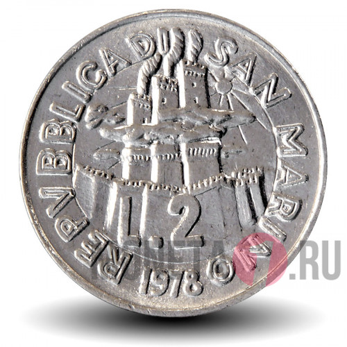 2 лиры 1978 года - Плотник - Сан-Марино