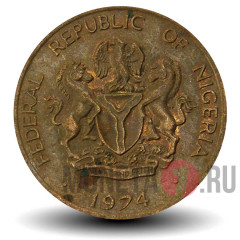 1 кобо 1974 года - Нигерия - Нефтяные вышки