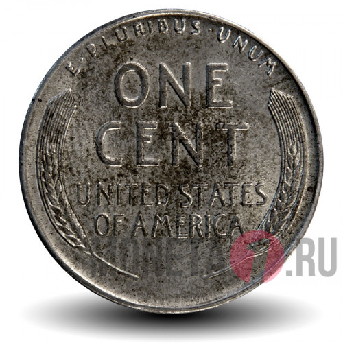 1 cent 1943 года - Steel Penny - USA - D