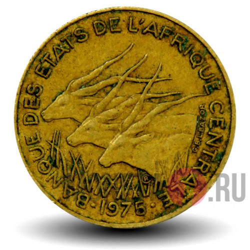 5 франков 1975 года - Центрально-Африканские штаты - Антилопы