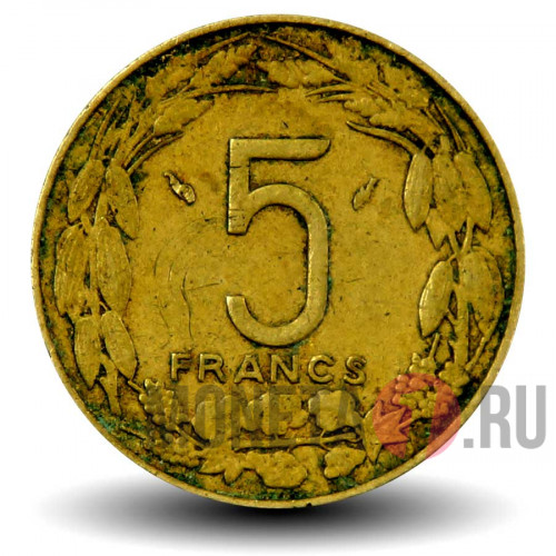 5 франков 1975 года - Центрально-Африканские штаты - Антилопы