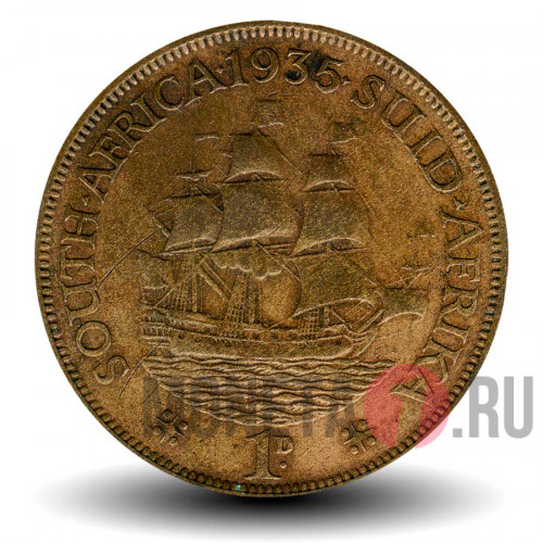1 пенни - Южная Африка - 1935 года - Парусник Дромедарис