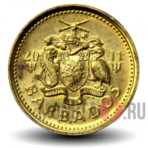 5 центов 2011 года - Барбадос - Маяк Гордон