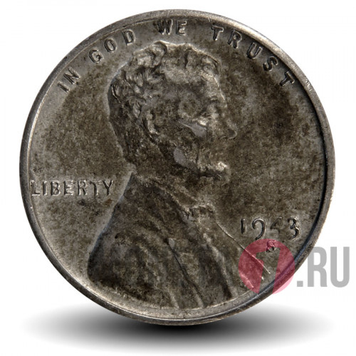1 cent 1943 года - Steel Penny - USA - S
