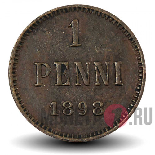 1 пенни 1898 года - Русская Финляндия - Вензель Николая II