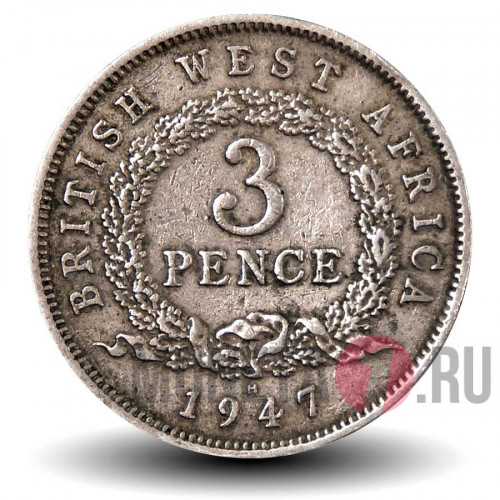 3 пенса 1947 года - H - Британская Западная Африка - George VI