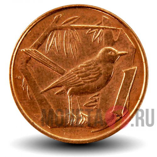 1 цент 2005 года - Каймановы Острова - Дрозд