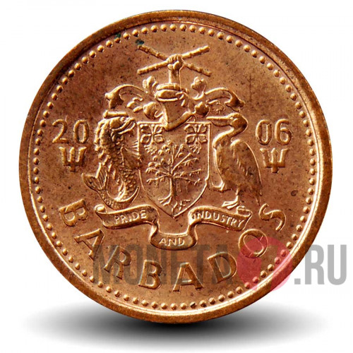1 цент 2006 года - Барбадос - Трезубец
