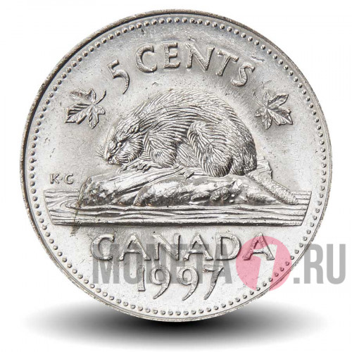 5 центов 1997 года - Канада - Бобр