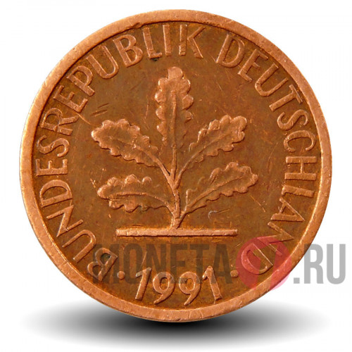 1 пфенниг 1991 года - ФРГ - J