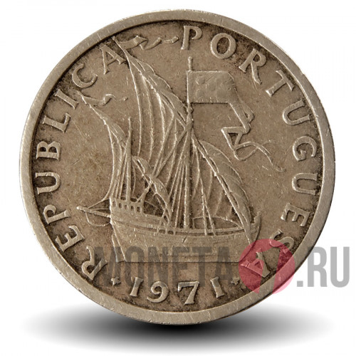 2,5 эскудо 1971 года - Португалия - Парусник