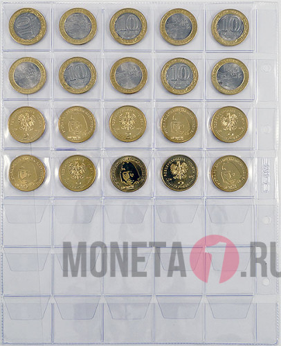 Лист для монет с клапанами, 35 ячеек, 35х35 мм (Оптима)