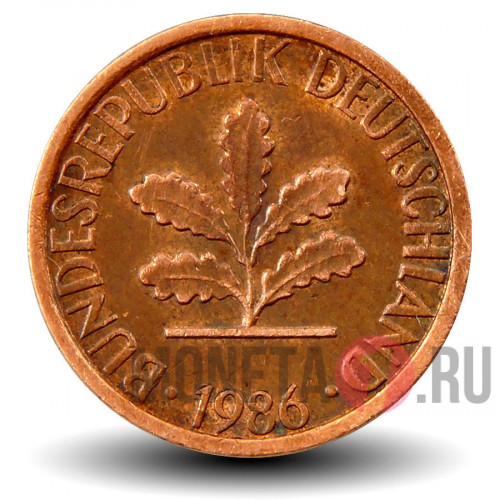 1 пфенниг 1986 года - ФРГ - G